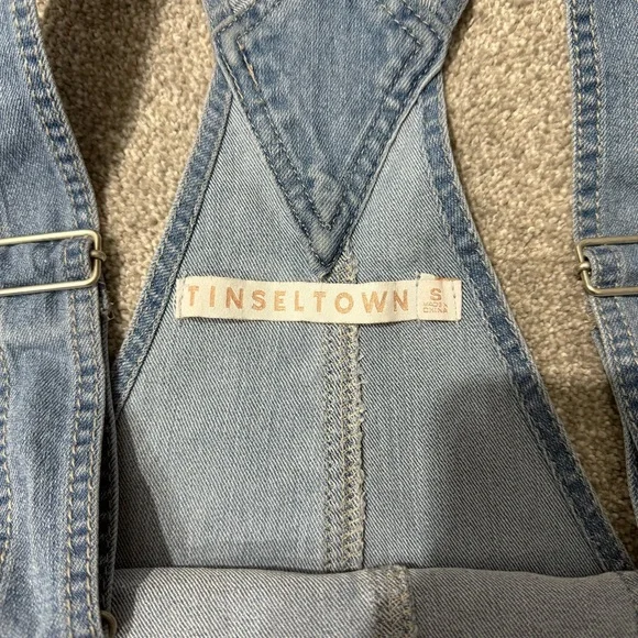 Tinseltown Denim Short Overalls with American Flag Stars & Stripes size small - Picture 2 of 7